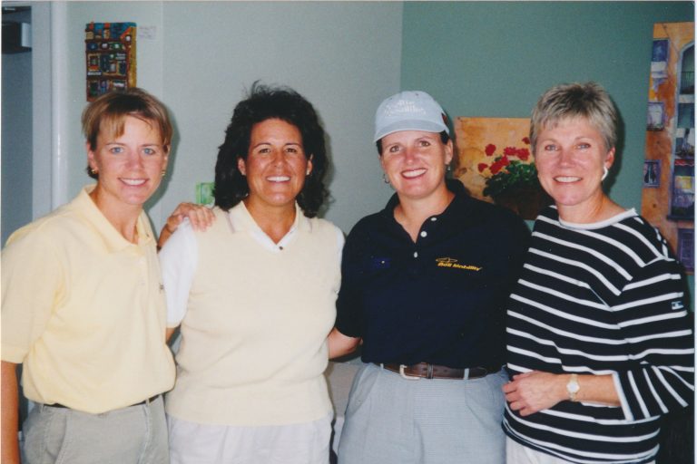 Anne with LPGA pros Annika Sorenstam, Nancy Lopez, and Lorrie Kane