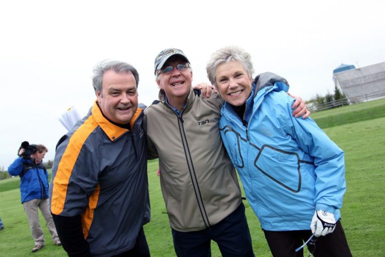 Anne, Brian Williams, and Jeff Hutcheson at the Anne Murray Charity Golf Classic in Support of Colon Cancer Canada