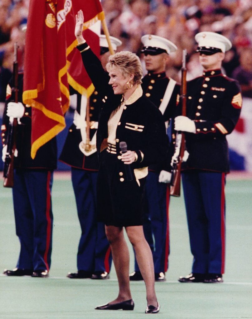 Anne singing the National Anthem at the World Series