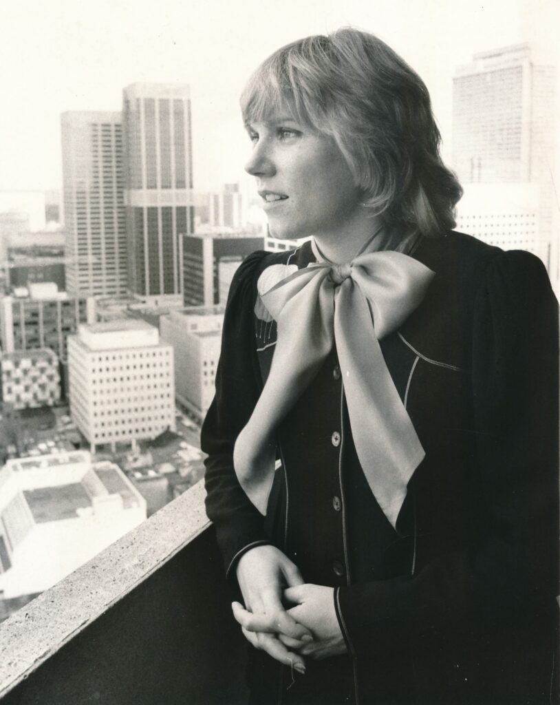 Anne looking out over the city